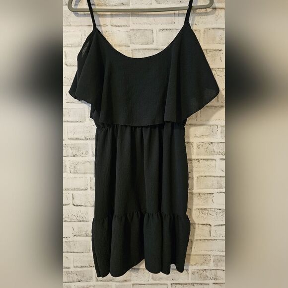 Florencia black tiered dress with spaghetti straps, size M/L. - Picture 4 of 7